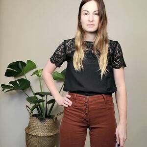 Topshop Lace Blouse Black 2